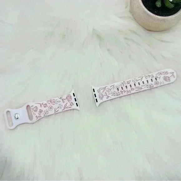 New Floral Design Apple Watch Bands  38mm 40mm 41mm in Pink White - Picture 1 of 5